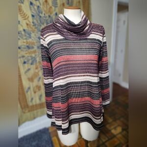 Chenault Sparkly Cowl Neck Top Small